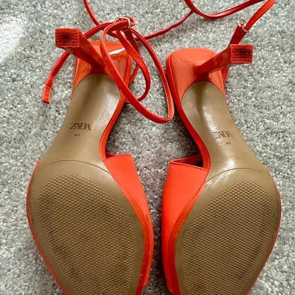 Zara Vibrant Orange Heeled Sandals - Picture 4 of 6